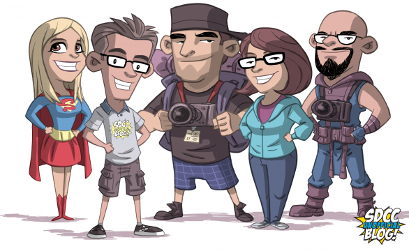 The SDCC Unofficial Blog team, from left: Sarah, Jeremy, Shawn, Kerry, James.