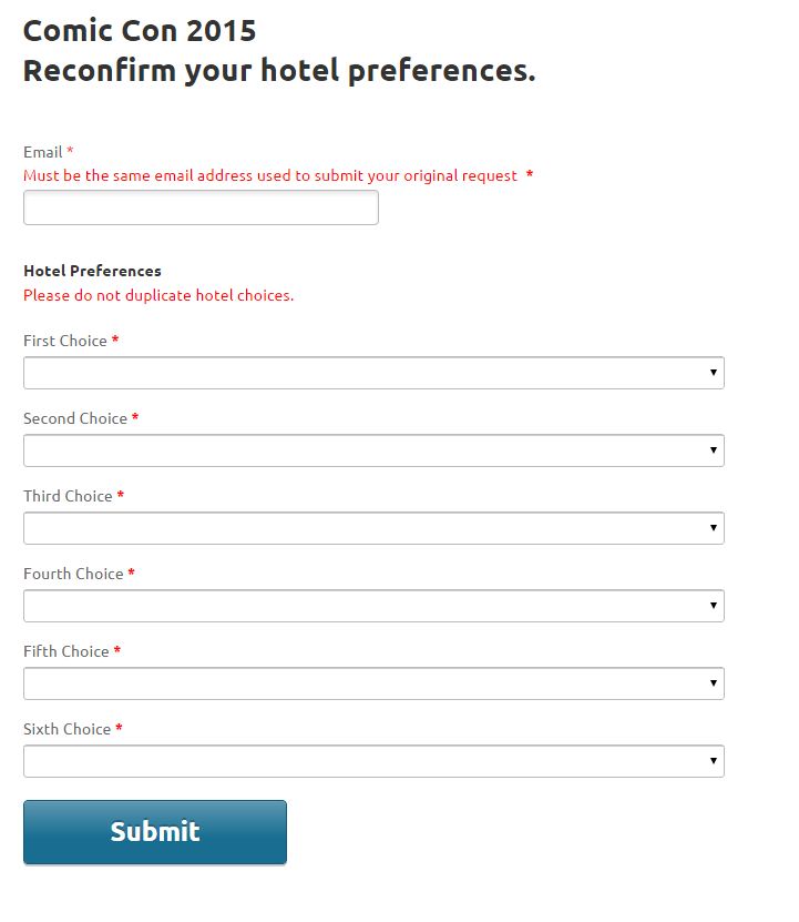 2015 hotel choice travel planners dropdown error