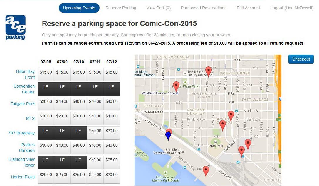 Visual Guide to San Diego ComicCon Parking Sale San Diego ComicCon