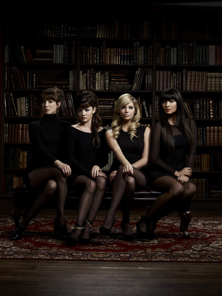 PRETTY LITTLE LIARS - ABC Family's "Pretty Little Liars" stars Troian Bellisario as Spencer Hastings, Lucy Hale as Aria Montgomery, Ashley Benson as Hanna Marin and Shay Mitchell as Emily Fields. (ABC FAMILY/MATHIEU YOUNG)