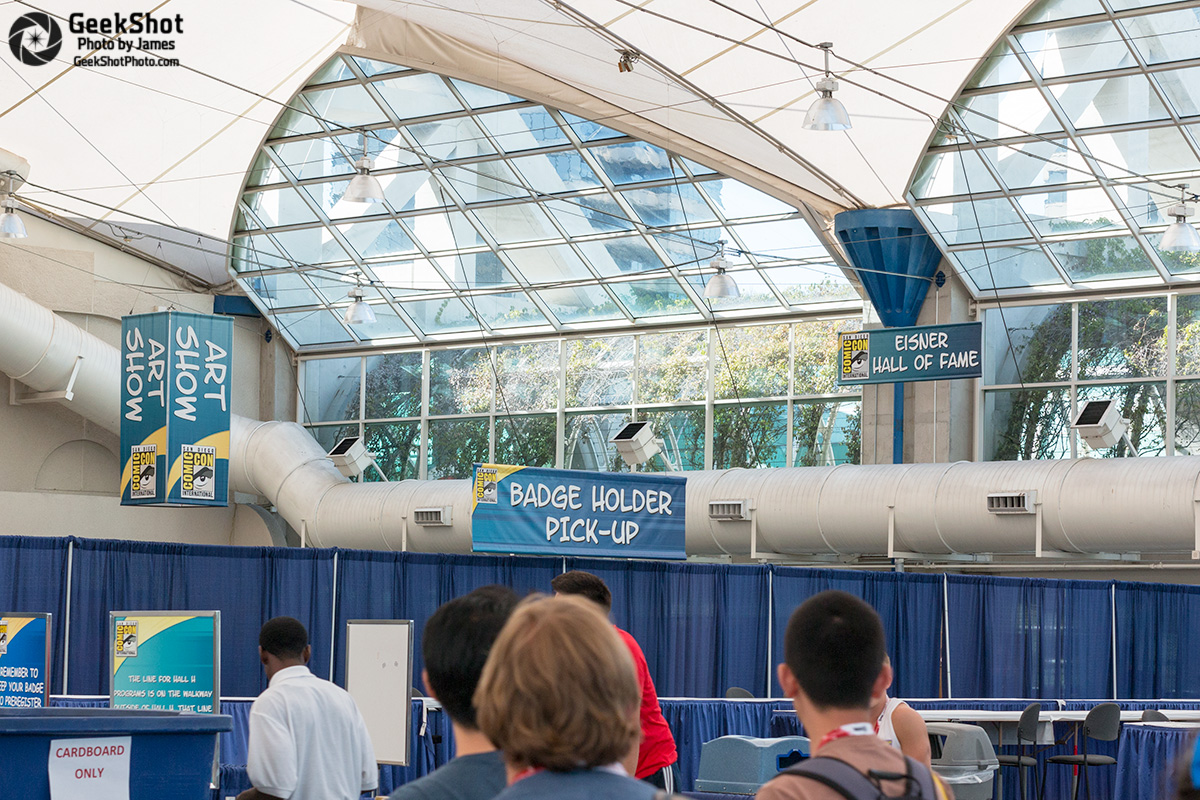 SDCC 2015 - sign signage sails pavilion art show badge holder pick-up eisner hall of fame convention center