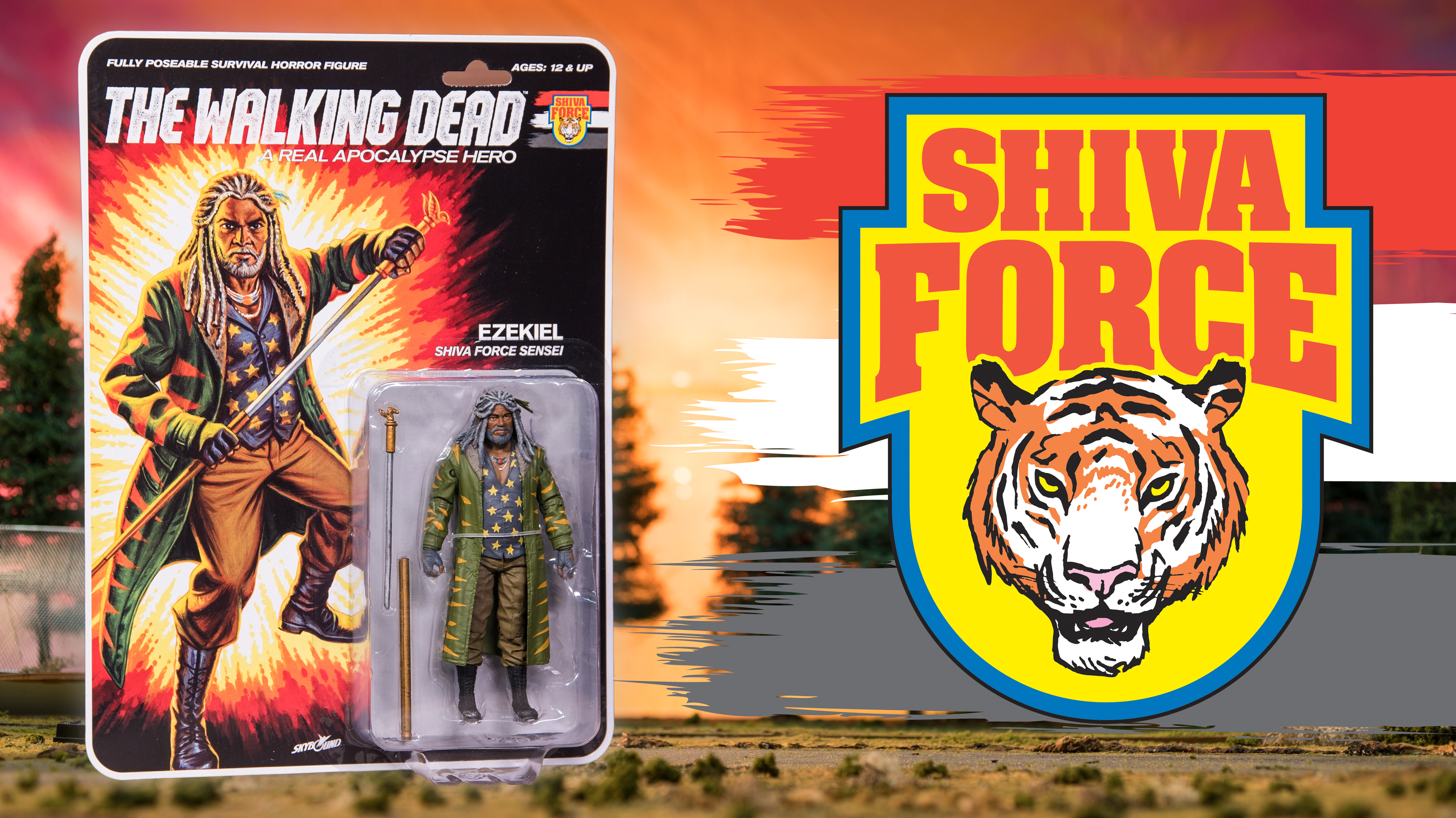 Walking Dead Ezekiel & Shiva Tiger ALL OUT WAR Variant Figure Box Set Exclusive 