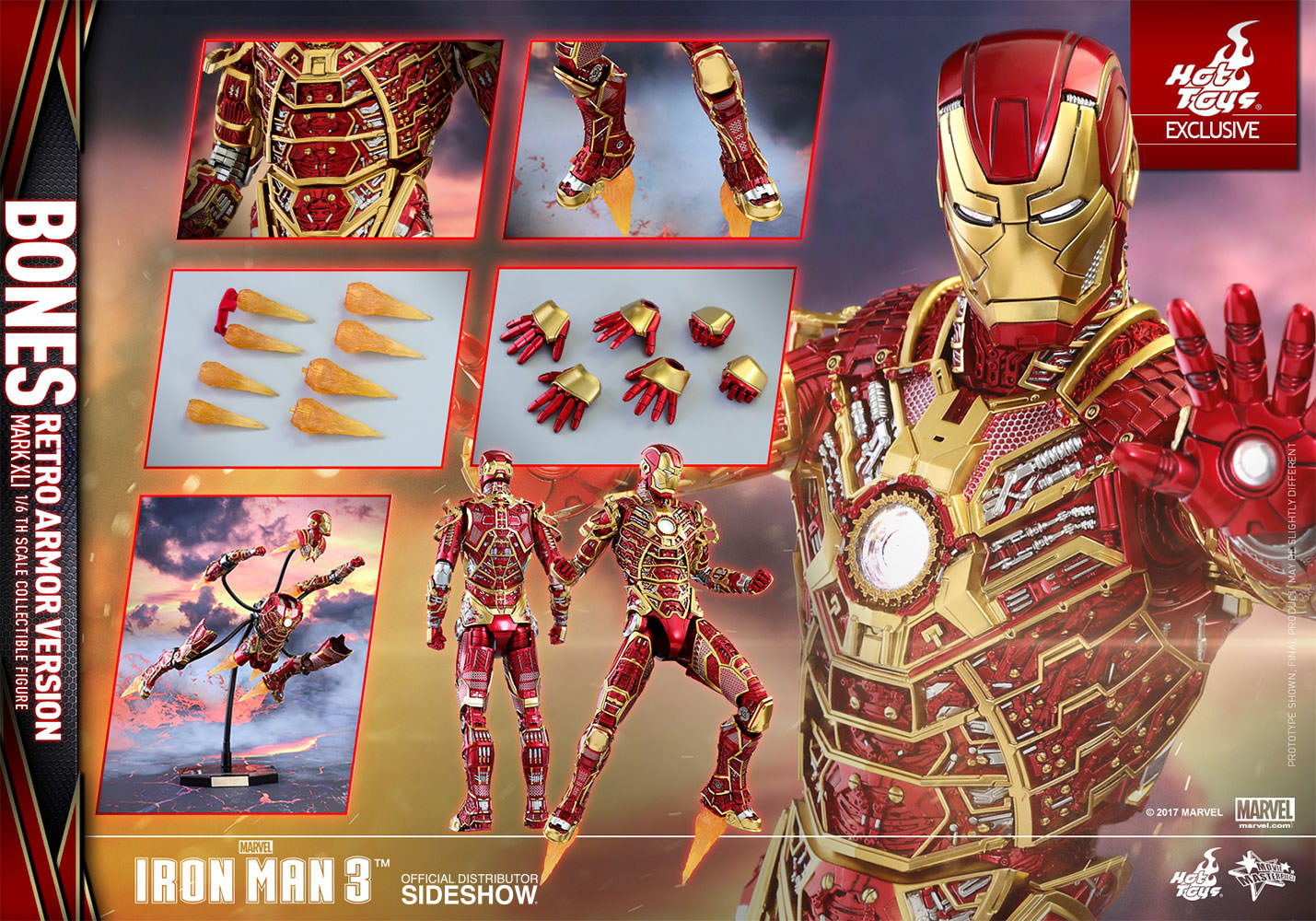 Crazy Toys 1/6 Scale Iron Man 3 MK 41 Collectible Figure Retro Armor Version