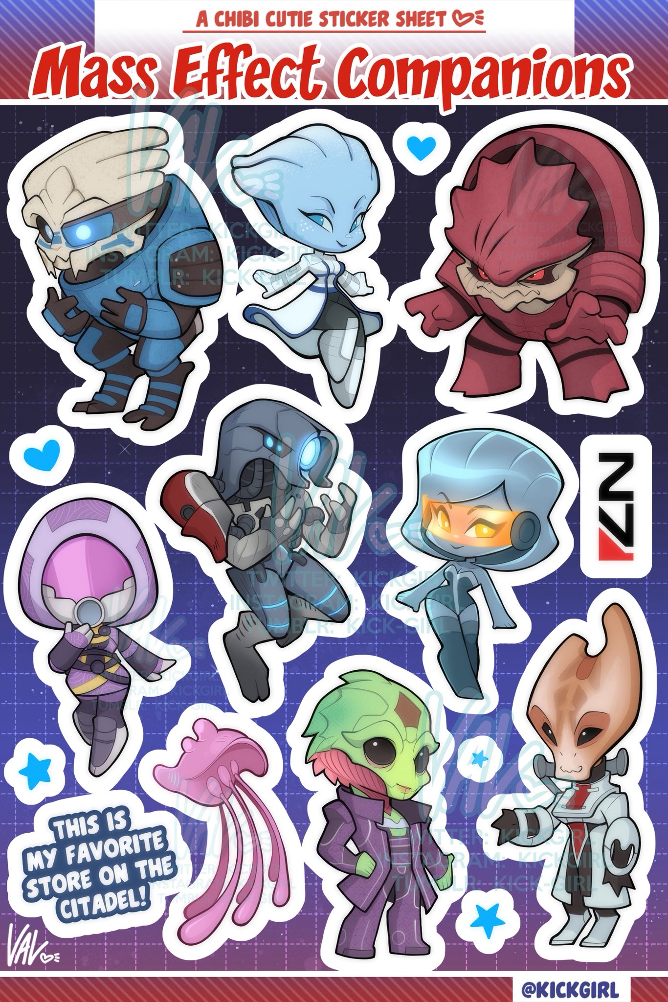 Mass Effect Companions Chibi Sticker Set