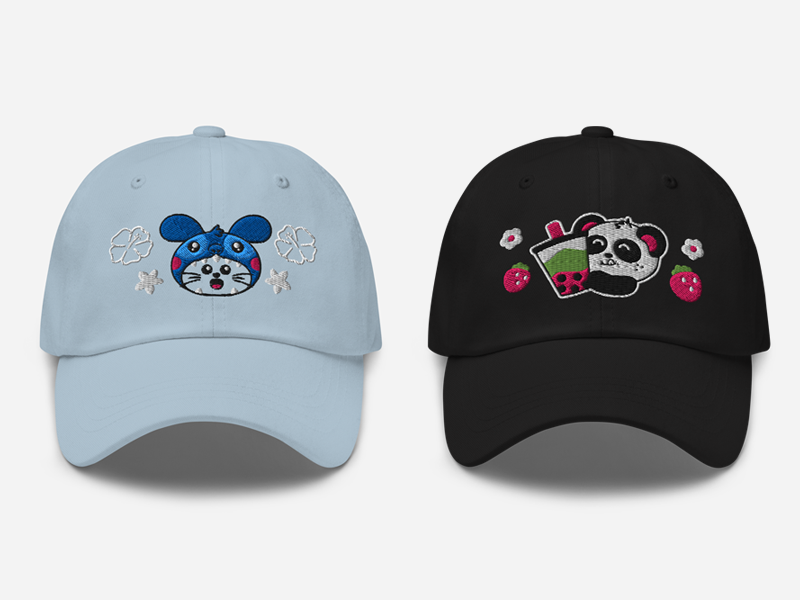 Strawberry Matcha Embroidered Dat Hat