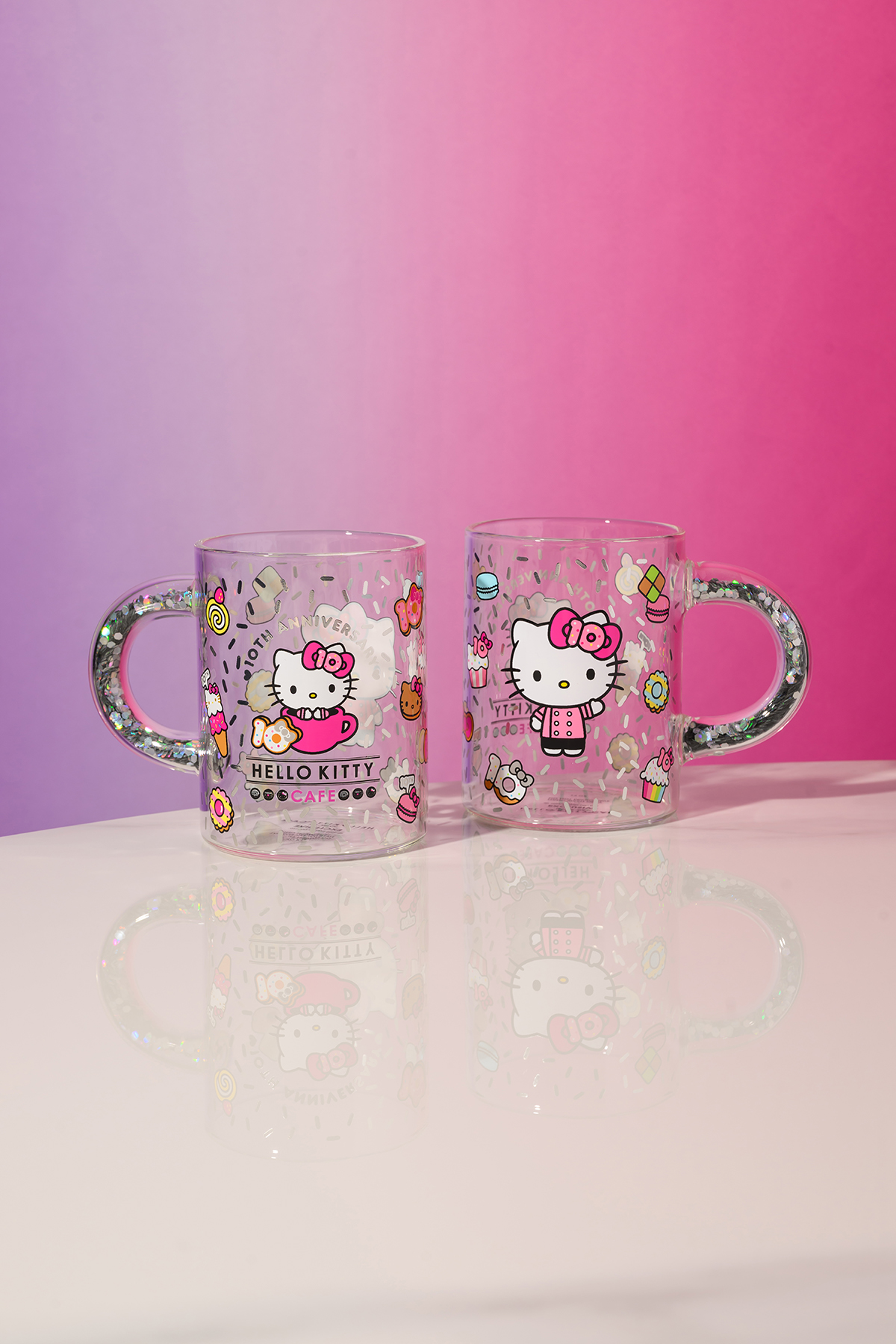Hello Kitty Cafe 10th Anniversary Glass Mug
