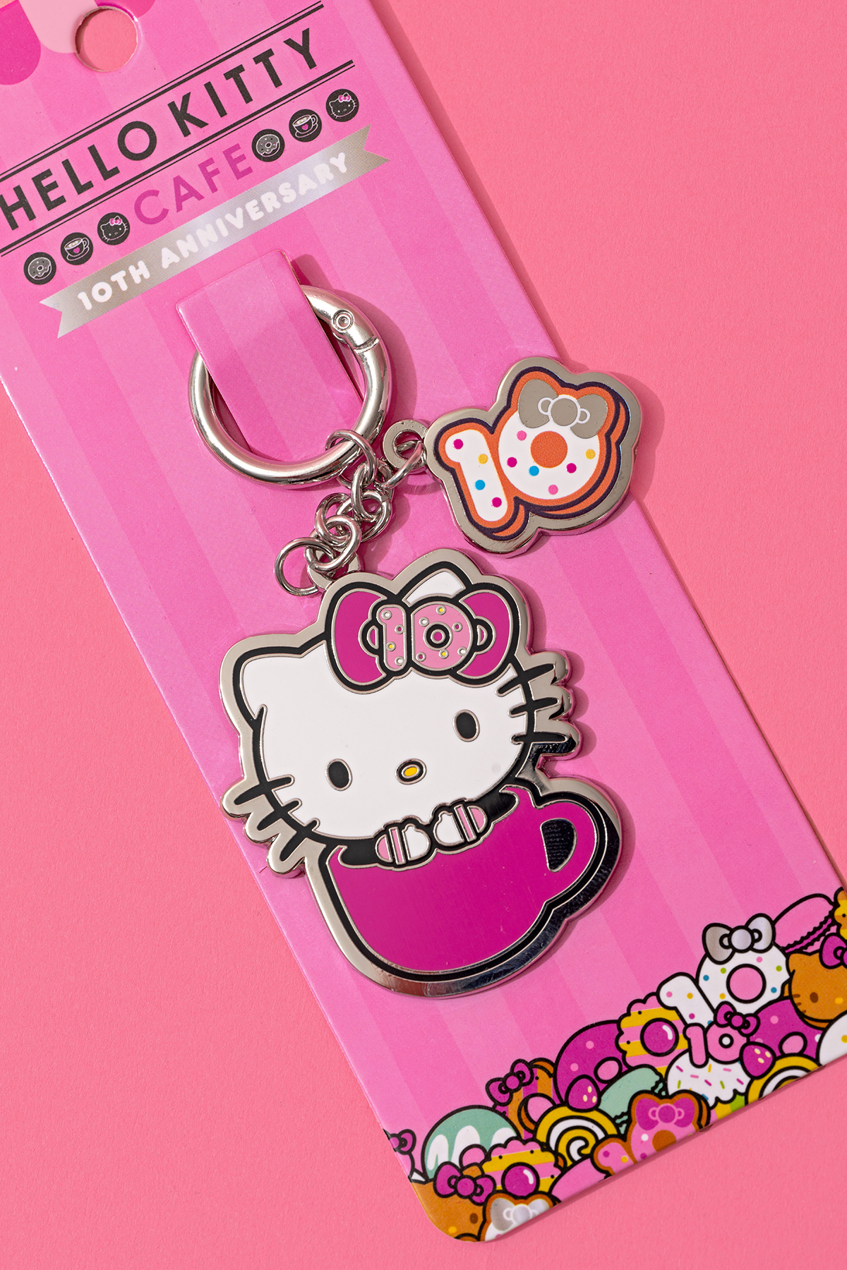 Hello Kitty Cafe 10th Anniversary Cup Keychain