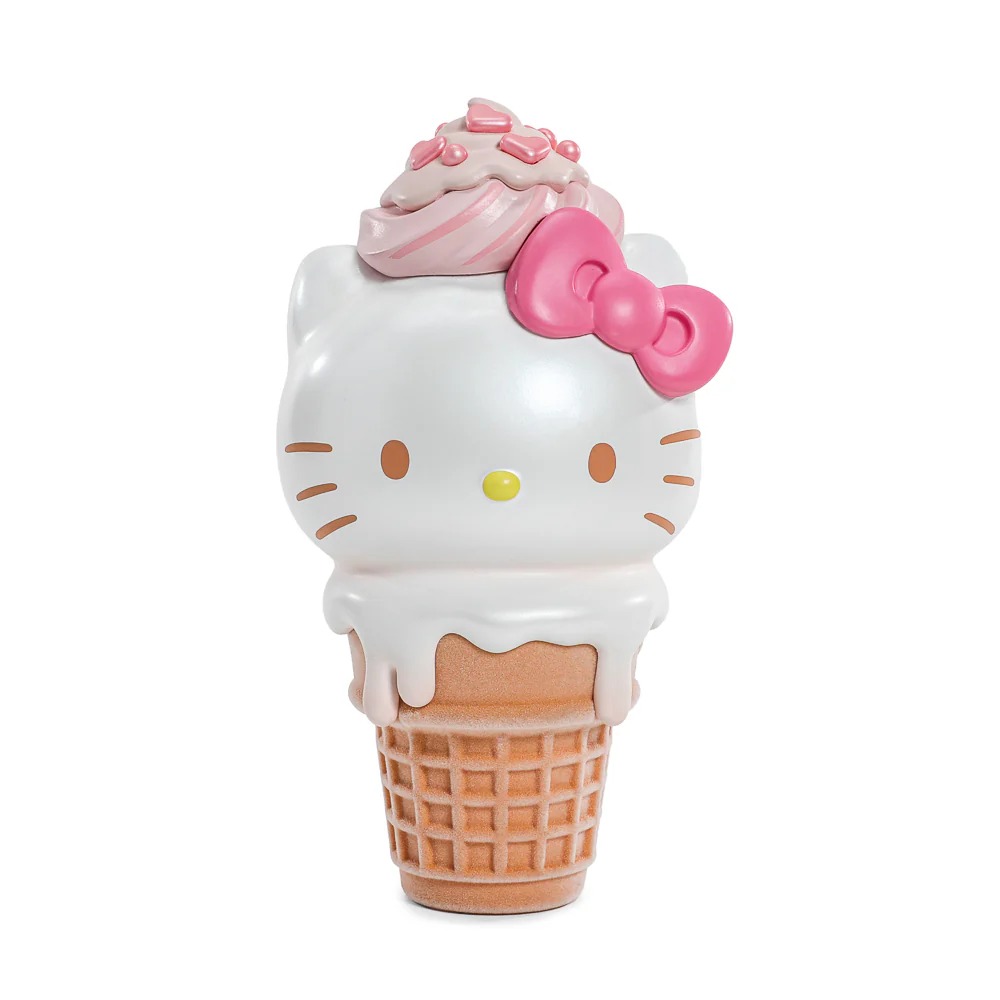 Hello Kitty® Ice Cream Cone 6” Vinyl Art Figure – Pearlescent Vanilla with Strawberry Edition