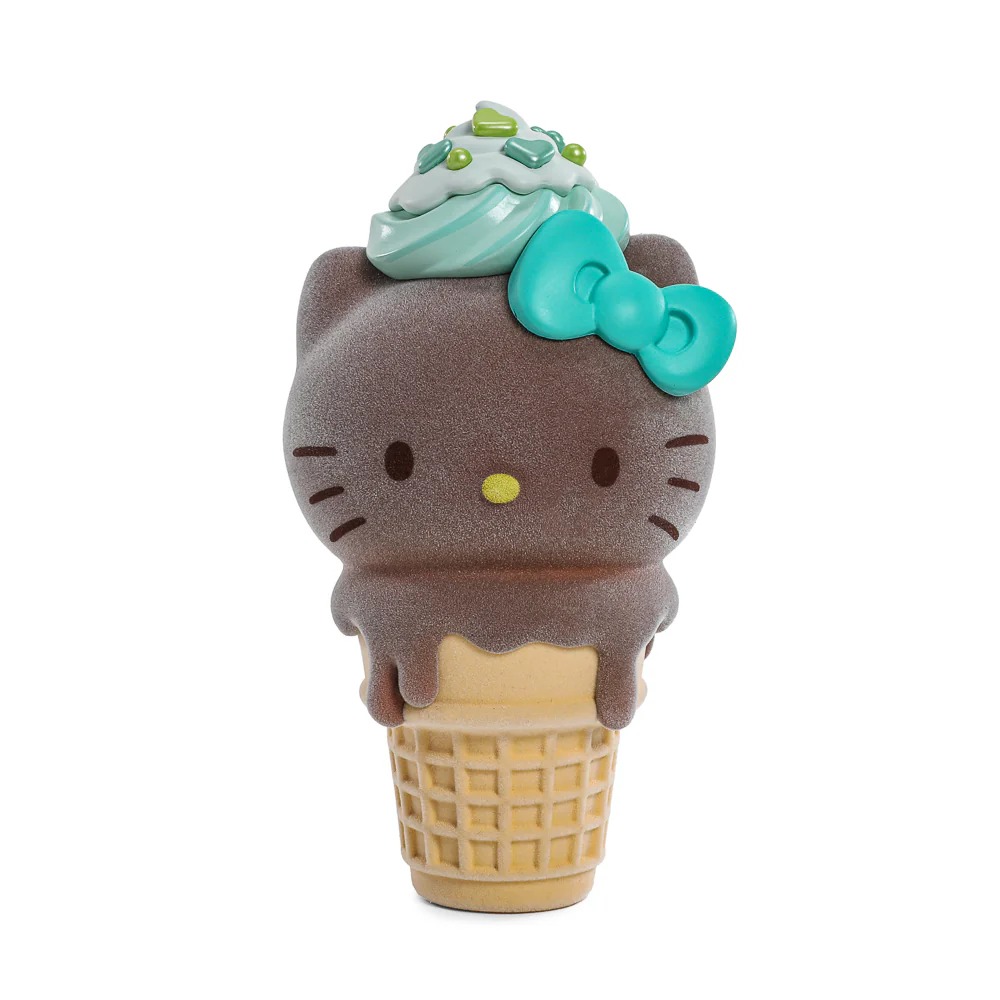 Hello Kitty® Ice Cream Cone 6” Vinyl Art Figure – Flocked Chocolate with Mint Edition