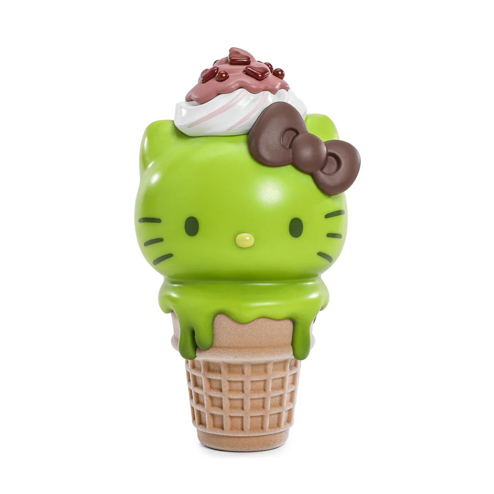 Hello Kitty® Ice Cream Cone 6” Vinyl Art Figure & Pin – Glow-in-the-Dark Matcha with Chocolate Edition