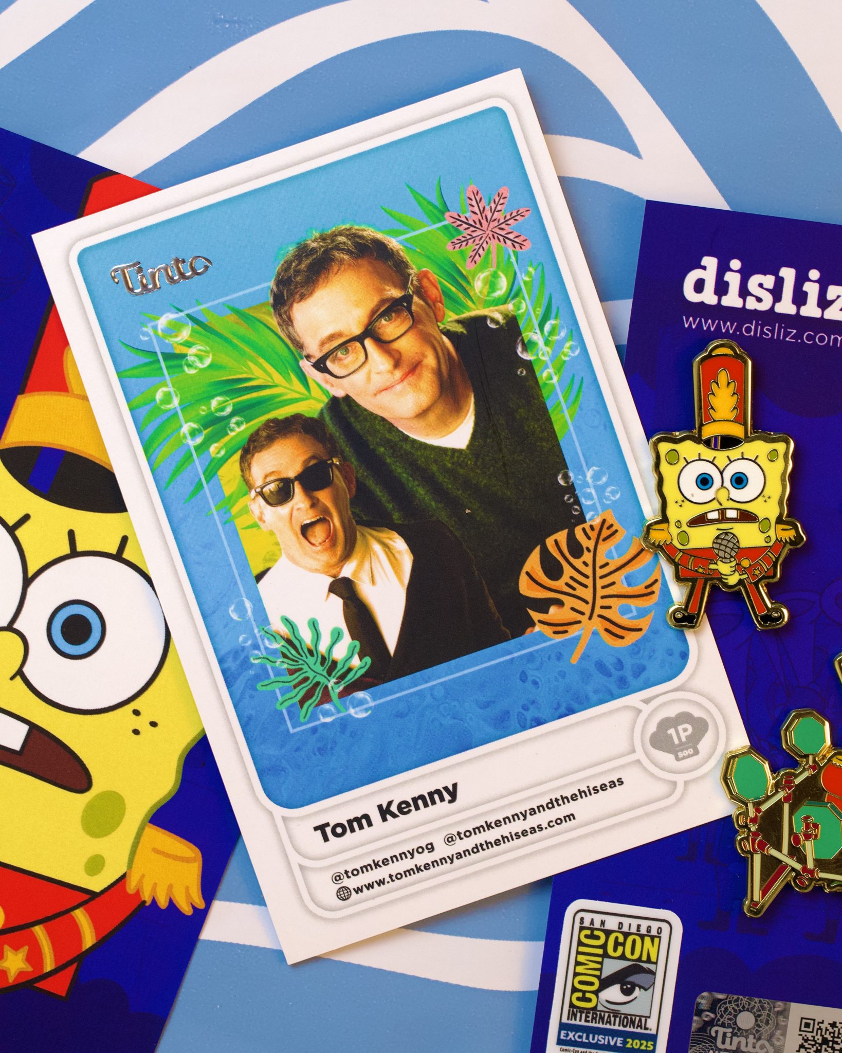 SpongeBob SquarePants “Band Geeks” Enamel Pin Set and Collectible Card - Signed by Tom Kenny