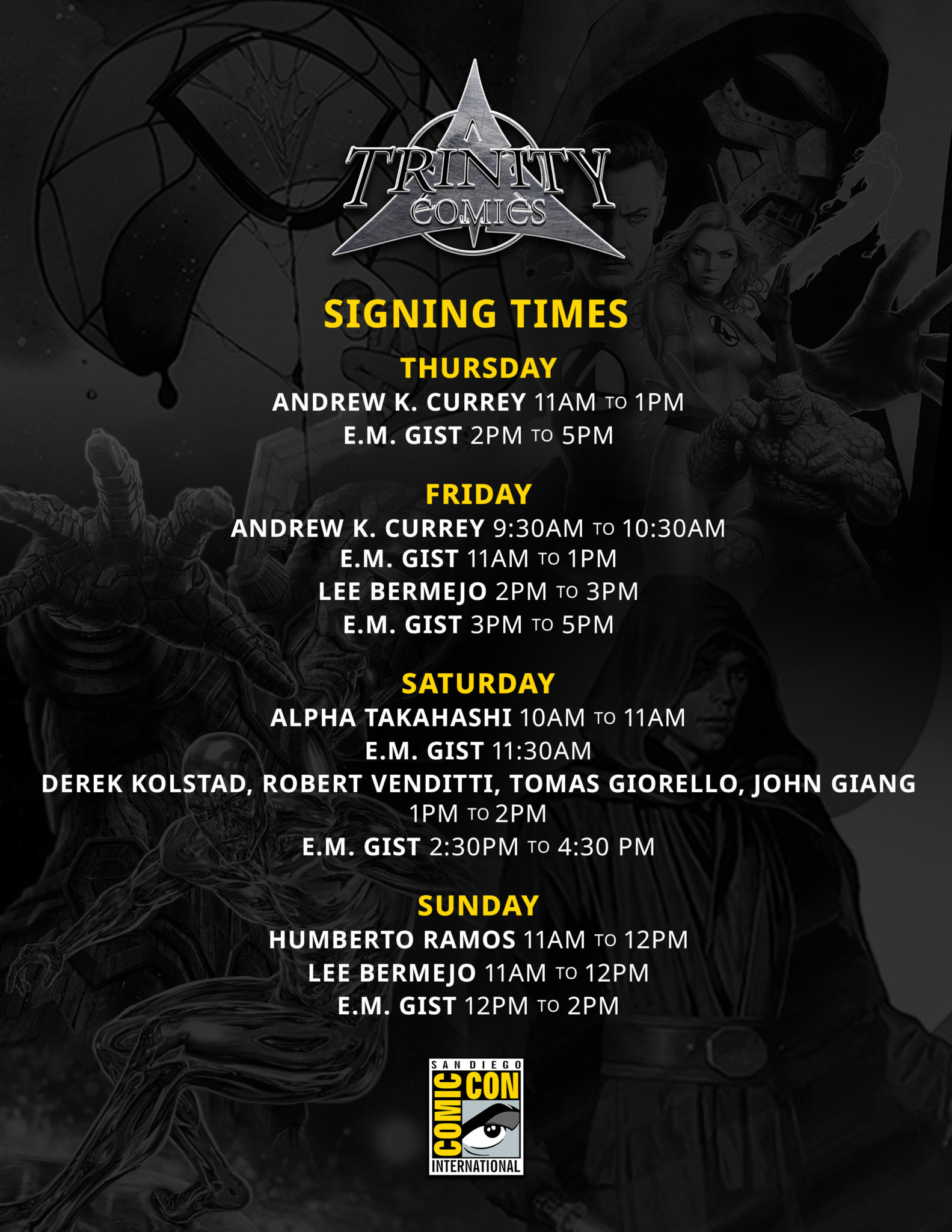 Trinity Comics Bringing Exclusives & Signings to San Diego Comic-Con