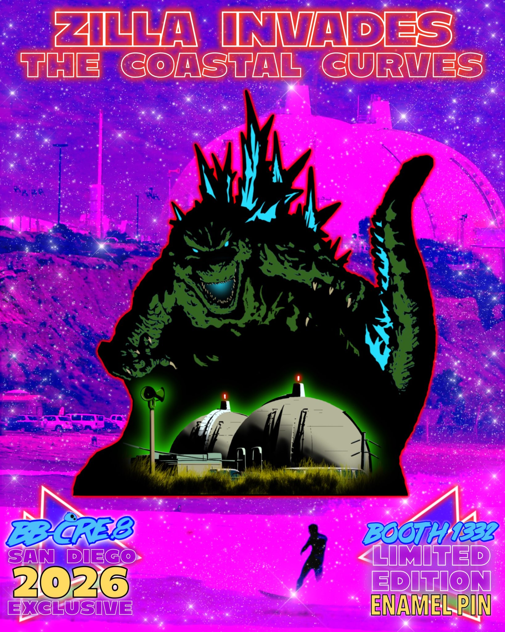 “Zilla Invades the Coastal Curves” Enamel Pin